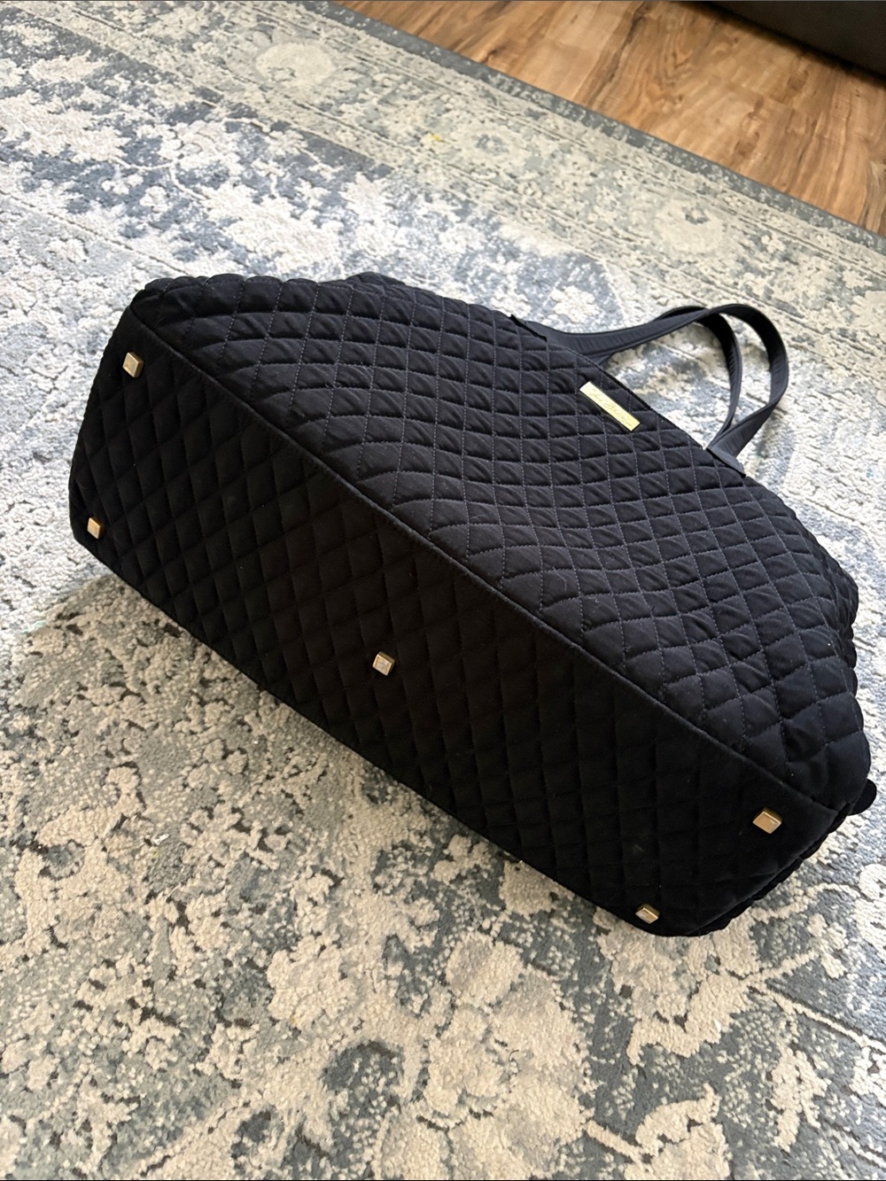 Vera Bradley Black Quilted Travel Bag with Gold Plaque - Picture 6 of 8